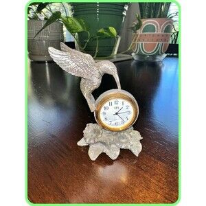 Vintage 1994 Hummingbird Minature Clock Figurine SPI Pewter Working 3 1/2" Tall